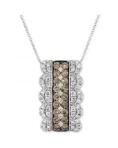 Nude Diamond (5/8 ct. t.w.) & Chocolate Diamond (3/4 ct. t.w.) Pendant Necklace in 14k White Gold, 18" + 2" extender