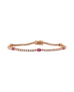 Ruby (3/4 ct. t.w.) & Diamond (1-3/4 ct. t.w.) Link Bracelet in 14k Rose Gold