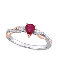 Ruby (2/5 ct. t.w.) & Diamond (1/5 ct. t.w.) Twisted Ring in 14k White & Rose Gold