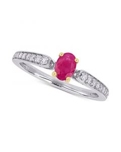 Ruby (5/8 ct. t.w.) & Diamond (1/6 ct. t.w.) Ring in 10k Gold & White Gold