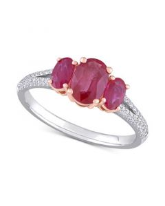 Ruby (1-1/2 ct. t.w.) & Diamond (1/6 ct. t.w.) Ring in 14k Rose & White Gold