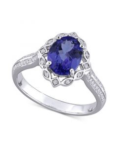 Tanzanite (1-4/5 ct. t.w.) & Diamond (1/6 ct. t.w.) Statement Ring in 14k White Gold