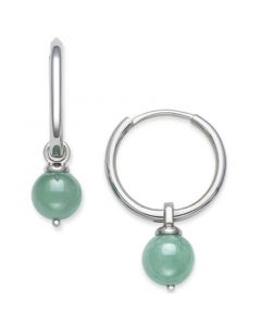 Dyed Jade Dangle Hoop Earrings in Sterling Silver