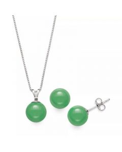 2-Pc. Set Dyed Jade Pendant Necklace and Stud Earrings in Sterling Silver (Also Available in Milky Aquamarine or Rose Quartz)