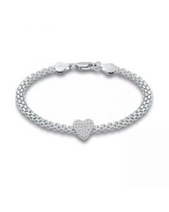 Cubic Zirconia Heart Bismark Chain Bracelet, Created for Macy's