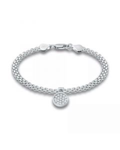 Cubic Zirconia Disc Charm Bismark Chain Bracelet, Created for Macy's