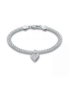 Cubic Zirconia Heart Charm Bismark Chain Bracelet, Created for Macy's