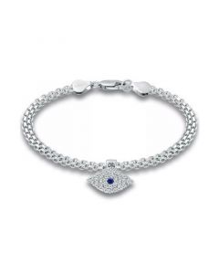 Cubic Zirconia Evil Eye Charm Bismark Chain Bracelet, Created for Macy's