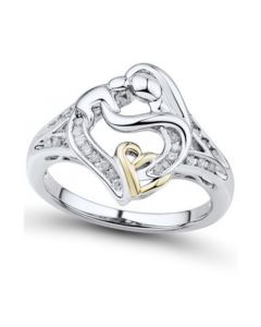 Diamond Mother & Child Ring (1/7 ct. t.w.) in Sterling Silver & 14k Gold