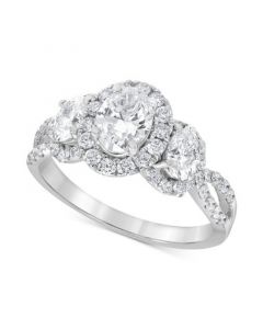 Diamond Oval Halo Ring (2 ct. t.w.) in 14k White Gold