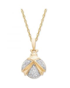 Diamond Ladybug 18" Pendant Necklace (1/20 ct. t.w.) in 10k Gold, Created for Macy's