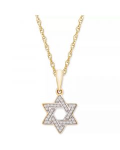 Diamond Star of David 18" Pendant Necklace (1/10 ct. t.w.) in 10k White or Yellow Gold, Created for Macy's