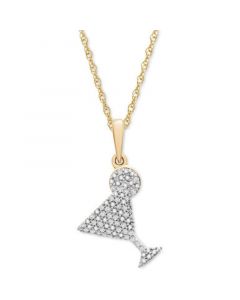 Diamond Martini 18" Pendant Necklace (1/10 ct. t.w.) in 10k Gold, Created for Macy's