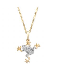 Diamond Frog 18" Pendant Necklace (1/10 ct. t.w.) in 10k Gold, Created for Macy's