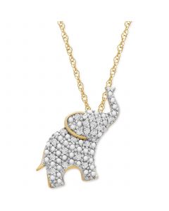 Diamond Elephant 18" Pendant Necklace (1/10 ct. t.w.) in 10k Gold, Created for Macy's