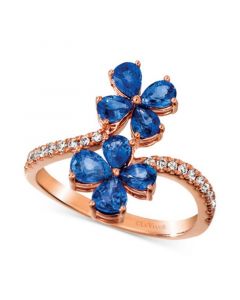 Blueberry Sapphire (1-1/2 ct. t.w.) & Nude Diamond (1/5 ct. t.w.) Flower Statement Ring in 14k Rose Gold