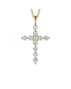 Moissanite Cross Pendant 1-1/10 ct. t.w. Diamond Equivalent in 14k White or Yellow Gold