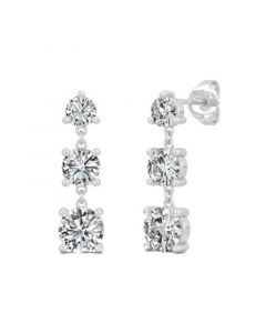 Moissanite Three Stone Drop Earrings 2-1/5 ct. t.w. Diamond Equivalent in 14k White Gold