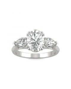 Moissanite Three Stone Engagement Ring 3 ct. t.w. Diamond Equivalent in 14k White Gold