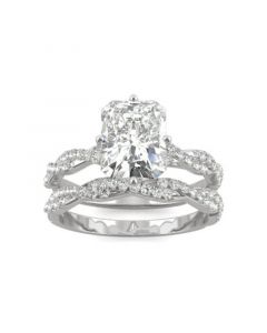 Moissanite Radiant Bridal Set 3-3/8 ct. t.w. Diamond Equivalent in 14k White Gold