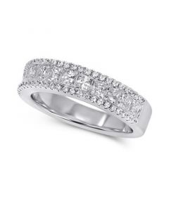 Cubic Zirconia Beaded Band in Sterling Silver