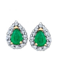 Emerald (3/4 ct. t.w.) & Diamond (1/4 ct. t.w.) Stud Earrings in 14k Gold