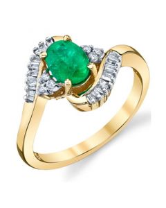 Emerald (3/4 ct. t.w.) & Diamond (1/5 ct. t.w.) Swirl Ring in 10k Gold