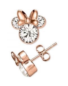 Cubic Zirconia Minnie Mouse Stud Earrings in 18k Rose Gold-Plated Sterling Silver