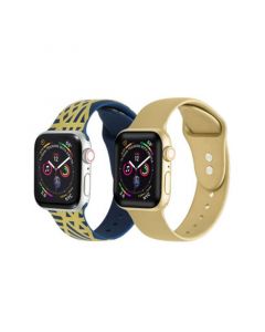 Men's and Women's Geometric Gold-Tone Metallic 2 Piece Silicone Band for Apple Watch 38mm