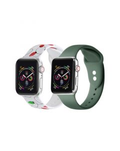 Men's and Women's Holiday Lights forest Green 2 Piece Silicone Band for Apple Watch 42mm