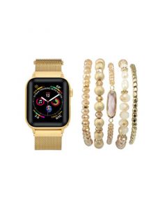 Men's and Women's Gold-Tone Metal Loop Band Gold-Tone Bracelets Bundle for Apple Watch 38mm