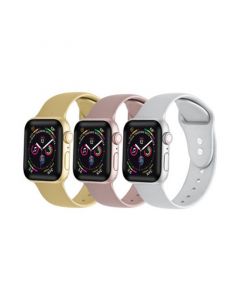 Men's and Women's Rose Gold, Gold-Tone Silver-Tone Metallic 3 Piece Silicone Band for Apple Watch 42mm