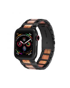 Men's and Women's Black Stainless Steel Wood for Apple Watch 38mm