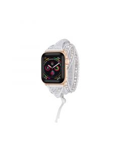 Men's and Women's Silver-Tone White Jewelry Wrap for Apple Watch 38mm