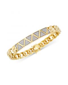 Men's Diamond Triangular Cluster Statement Bracelet (1 ct. t.w.) in 14k Gold-Plated Sterling Silver