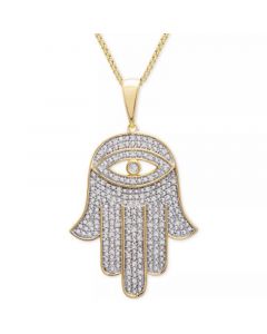 Men's Diamond Hamsa Hand 22" Pendant Necklace (1/4 ct. t.w.) in 14k Gold-Plated Sterling Silver or Sterling Silver