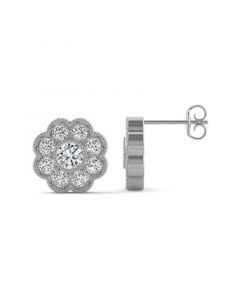 Moissanite Floral Stud Earrings 3/4 ct. t.w. Diamond Equivalent in 14k Gold, Rose Gold or White Gold