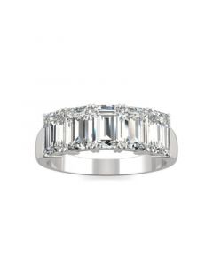 Moissanite Emerald Five Stone Band 2-9/10 ct. t.w. Diamond Equivalent in 14k White Gold