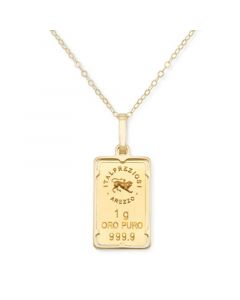 One Gram Bar of Gold 18" Pendant Necklace in 14k & 24K Gold