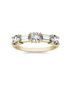 Moissanite Round and Baguette Stackable Ring 1-1/6 ct. tw. Diamond Equivalent in 14k Gold