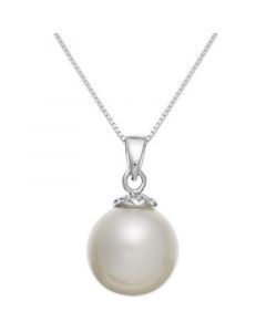 14k White Gold White South Sea Pearl Pendant Necklace (10mm)