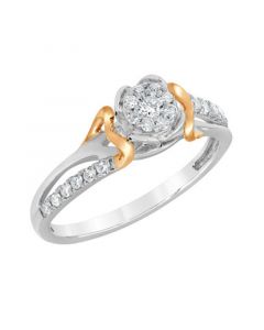 Diamond Floral Cluster Two-Tone Ring (1/4 ct. t.w.) in Sterling Silver & 14k Rose Gold