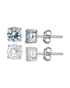 2-Pc. Set Multicolor Cubic Zirconia Stud Earrings in Sterling Silver, Created for Macy's