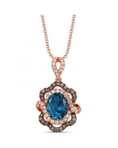 Deep Sea Blue Topaz (3 ct. t.w.) & Diamond (3/4 ct. t.w.) 18" Pendant Necklace in 14k Rose Gold