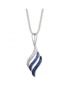 Denim Ombré Sapphire (1/3 ct. t.w.) & White Sapphire (1/6 ct. t.w.) Swirl 18" Pendant Necklace in 14k White Gold