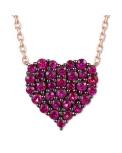 Passion Ruby Heart Cluster 17-1/2" Pendant Necklace (3/4 ct. t.w.) in 14k Rose Gold