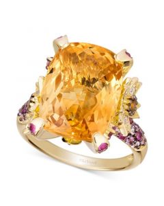 Crazy Collection® Multi-Gemstone (11 ct. t.w.) & Vanilla Diamond (1/4 ct. t.w.) Statement Ring in 14k Gold