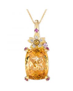 Crazy Collection® Multi-Gemstone (10-3/8 ct. t.w.) & Vanilla Diamond (1/8 ct. t.w.) 18" Pendant Necklace in 14k Gold