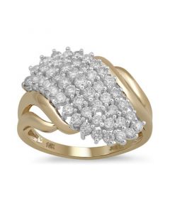 Diamond Diagonal Cluster Ring (1 ct. t.w.) in 10k Gold