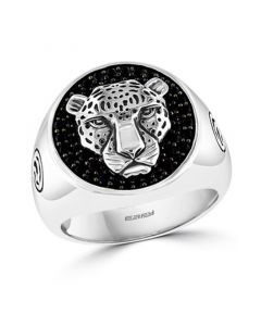 EFFY® Men's Black Spinel Panther Ring in Sterling Silver